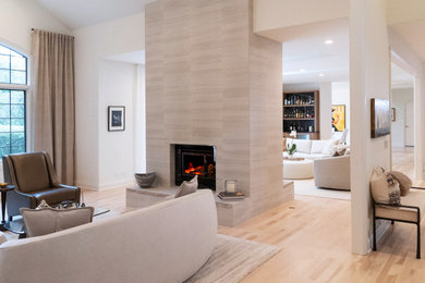 Transitional living room photo in Chicago