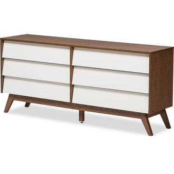 Hildon Modern Storage Dresser - White, " Walnut" Brown