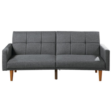 Black Linen-Like Fabric Adjustable Sofa, Blue Gray