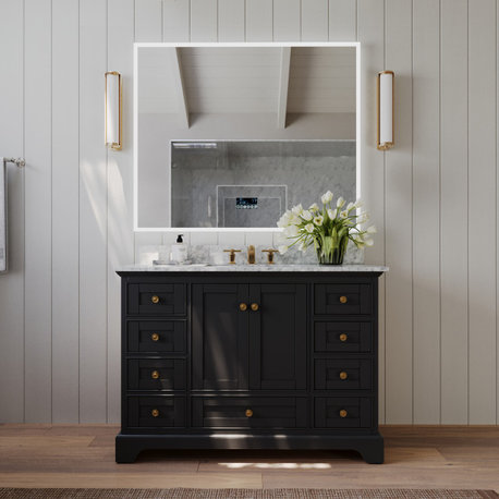 Audrey Vanity Set, Black Onyx, 48", Gold Hardware, No Mirror