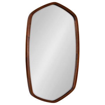 McLean Oval Wood Framed Mirror, Walnut Brown 20x36