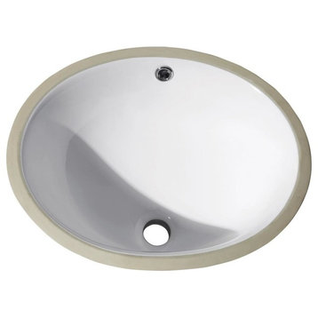Undermount 18" Oval Vitreous China Ceramic Sink, White