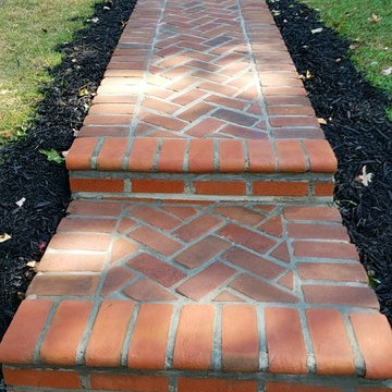 Herringbone Pavers Walkway in Silver Spring MD With Bull Nose Paver Steps
