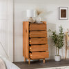 Mid Century Modern Dresser, 5 Spacious Drawers & Top With Raised Edges, Caramel