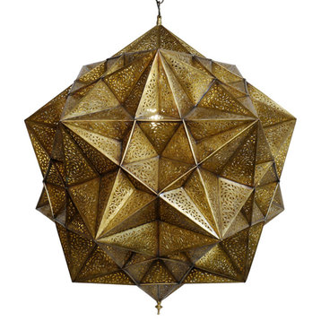 Brass Origami Star Pendant Lantern Large