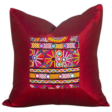 Fida Red Indian Silk Decorative Pillow