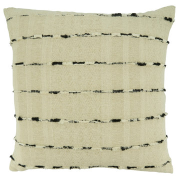 Throw Pillow With Stripe Design, Black/White, 20"x20", Poly Filled