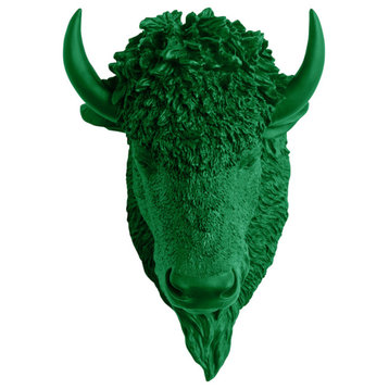 Faux Taxidermy Bison Head Wall Mount, Green