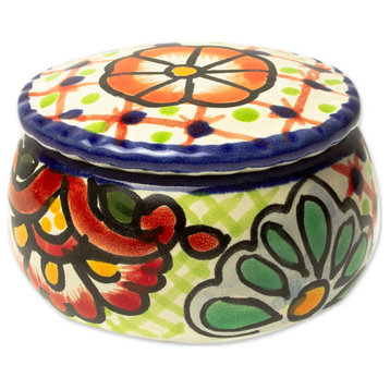 Novica Handmade Hidalgo Bouquet Ceramic Decorative Box
