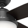 Hunter Fan Company 52" Dempsey Damp Matte Black Ceiling Fan With Light/Remote