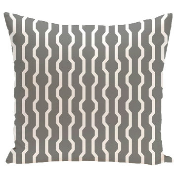 Nuts And Bolts, Decorative Geometric Print Pillow, Gray, 26"x26"