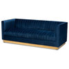 Baxton Studio Aveline Navy Blue Fabric Upholstered Gold Finished Sofa