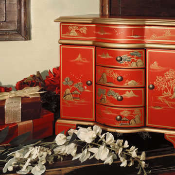 Chinoiserie Scenery Motif Jewelry Cabinet