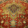 New 8' X 8' Heriz Serapi Round Area Rug Hand Knotted Rust Blue Wool H3239
