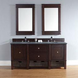 72 inch Burnished Mahogany Double Bathroom Vanity Optional Countertops - Bathroom Vanities And Sink Consoles