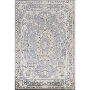 Grey Floral Medallion Transitional Turkish Rug Oriental Carpet 10x13