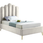 Meridian Furniture - Lily Velvet Bed, Cream, Twin - Elegant and eye-catching, the stunning cream velvet Lily Twin Bed from Meridian Furniture is the perfect addition to any space.