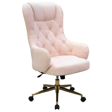 Ergonomic Office Chair, Padded Seat & Comfortable Button Tufted High Back, Pink