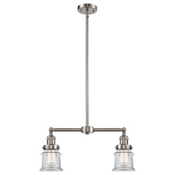 Small Canton 2-Light Chandelier, Brushed Satin Nickel, Clear