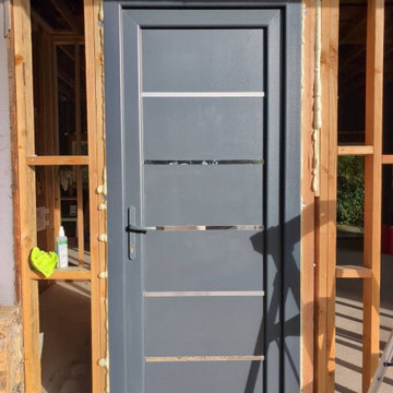 Modern exterior metal-plastic door | Manux 8415 Grey | 54 x 80
