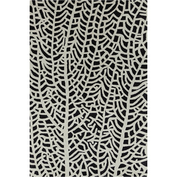 Stella Contemporary Area Rug, Black and Ivory, 5'x7'6"