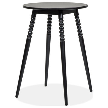 Breda 25" Round Counter-Height Bistro Dining Table with Spindle Legs, Black