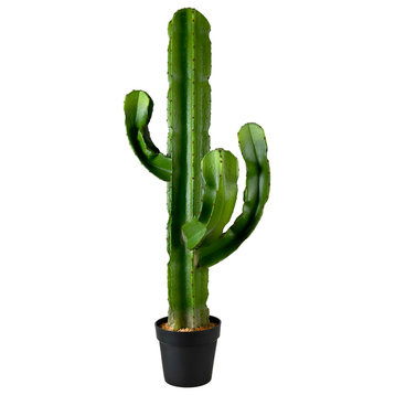 Serene Spaces Living Faux Candelabra Cactus in Gray Plastic Pot, 44" Tall