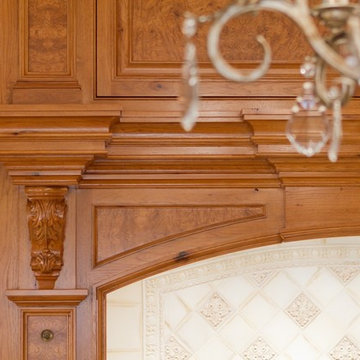 Classical Hickory/Olive Ash Burl Cooking Center Detail