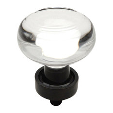 Cosmas 6355ORB Oil Rubbed Bronze and Glass Round Cabinet Knob, Clear Glass