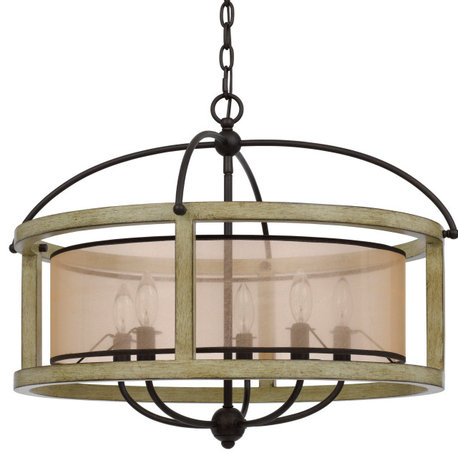 Cal Lighting FX-3781-5 Palencia 5 Light 26"W Drum Chandelier - Black