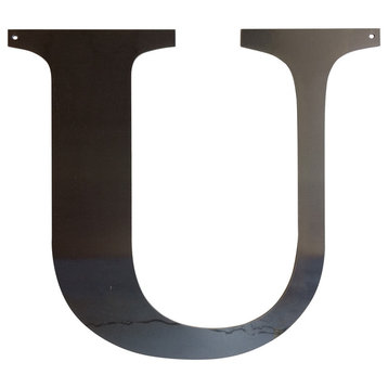 Rustic Large Letter "U", Painted Black, 18"