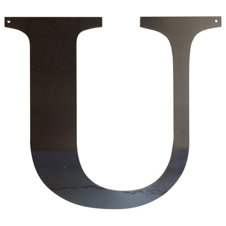 Rustic Large Letter "U", Raw Metal, 18"