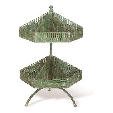 Metal Mesh Two Tiered Rotating Baskets