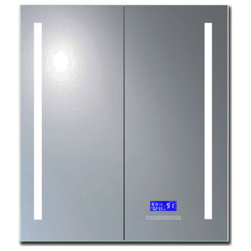 ALFI brand ABMC2630BT 26" x 30" Lighted Frameless Double Door - Satin Aluminum