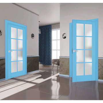 Interior French 30 x 96, Veregio 7412 Aquamarine & Frosted Glass