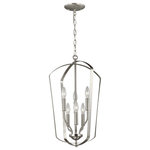 Generation Lighting - Romee 6-Light Foyer Light in Brushed Nickel - The Sea Gull Collection Romee six light indoor pendant in brushed nickel is the perfect way to achieve your desired fashion or functional needs in your home. The Romee collection is a playful, yet simple spin on the classic lantern. With clean lines and elegant lamping holders makes Romee the perfect addition to any space without taking the spotlight from the decor, but will illuminate with superb class. The full Romee collection is available in three beautiful finishes Brushed Nickel, Chrome and Heirloom Bronze with three and six light options, making it easy to add Romee to any decor.  This light requires 6 , 60W Watt Bulbs (Not Included) UL Certified.