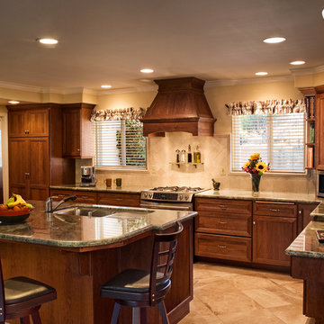 Craftsman Kitchen, Costa Esmeralda Granite, Desk, Island, Entertainment Center