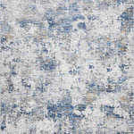 Tayse - Ramiro Contemporary Abstract Indigo & Gray Rectangle Area Rug, 8'x10' - Appreciate this contemporary abstract shag area rug as a work of art. The distressed finish and subtle color variations create a stunning pattern that will harmonize with many styles such as Modern Farmhouse, Mid-century Modern, and Industrial. The plush shag pile is super soft and cozy.  Cotton backing offers durability and the fibers are naturally stain resistant to keep it looking fresh for many years to come. Vacuum on highest pile setting to remove debris, taking care not to catch the edges or fringe in the beater bar. Spot clean when necessary with mild detergent and water.