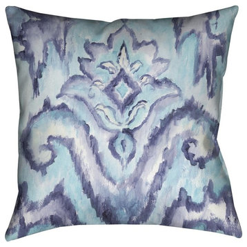 Laural Home Indigo Pattern I Outdoor Decorative Pillow, 18"x18"