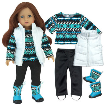 18" Dolls Sweater Leggings Vest and Boots Set