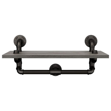 Furniture of America Gren Industrial Metal Floating Shelf in Gray and Black