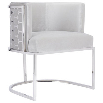 Hexagon Dining Chair Gray Velvet