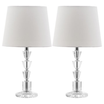Safavieh Harlow Tiered Crystal Orb Lamps, Set of 2, Clear/White Shade