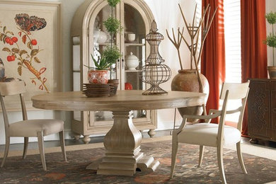 Mid-sized cottage dining room photo in Miami with white walls and no fireplace