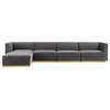 Sanguine Channel Velvet 5-Piece Modular Sectional Sofa, Gray