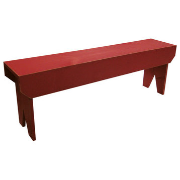 4' Simple Wood Bench, Red