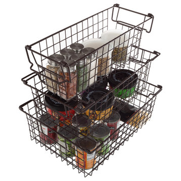 Set of 3 Storage Bins Basket Set for Toy, Kitchen, Closet, and Bathroom Storage