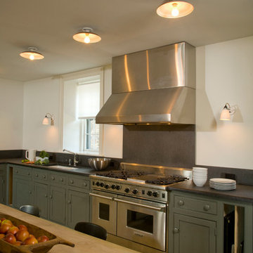 The renovated kitchen within the farmhouse