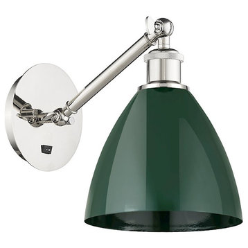 Innovations Ballston Ply Dome 7.5" 1-Light Sconce, Polished Nickel/Green