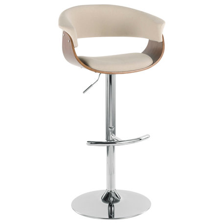 Lumisource Vintage Mod Barstool Walnut + Cream, Walnut/Cream